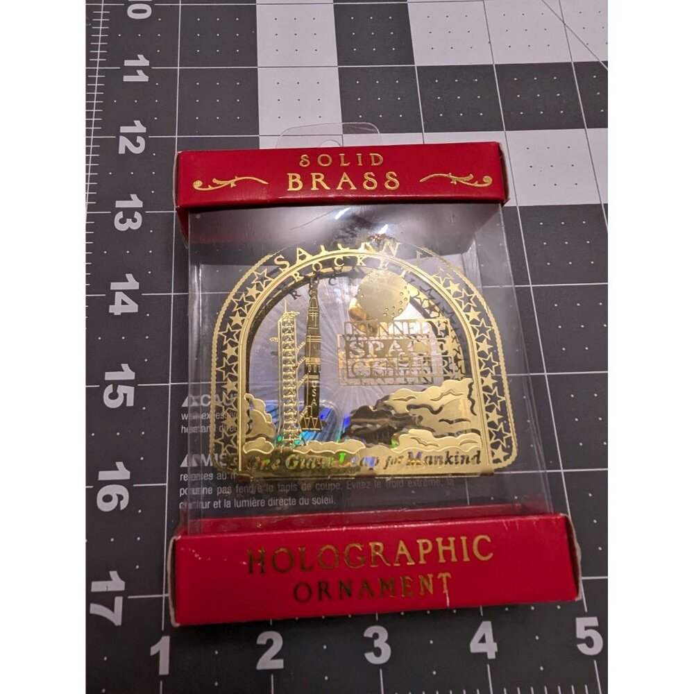 Kennedy Space Center Saturn V Holographic Solid Brass lazer‎ cut ornament sealed